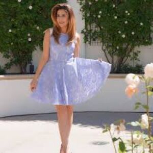 Bebe Y2K Lavender Lace Fit-and-Flare Summer Dress Sz S